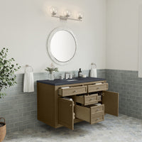 48" Chicago Single Vanity, Walnut Whisper with Charcoal Soapstone Top