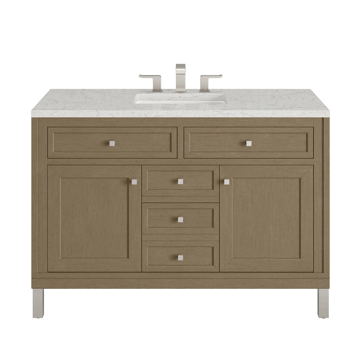 48" Chicago Single Vanity, Walnut Whisper with Eternal Jasmine Pearl Top