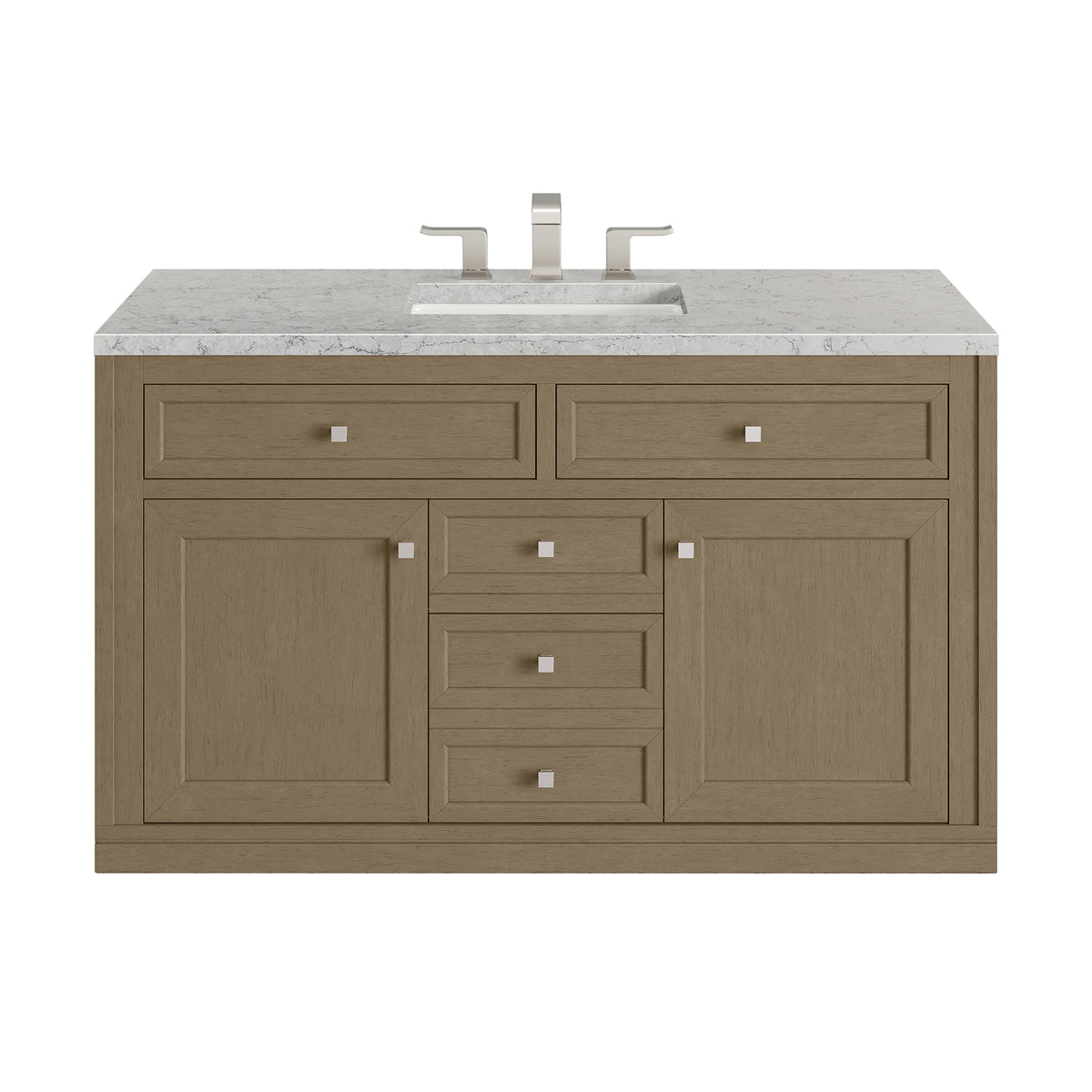 48" Chicago Single Vanity, Walnut Whisper with Eternal Jasmine Pearl Top