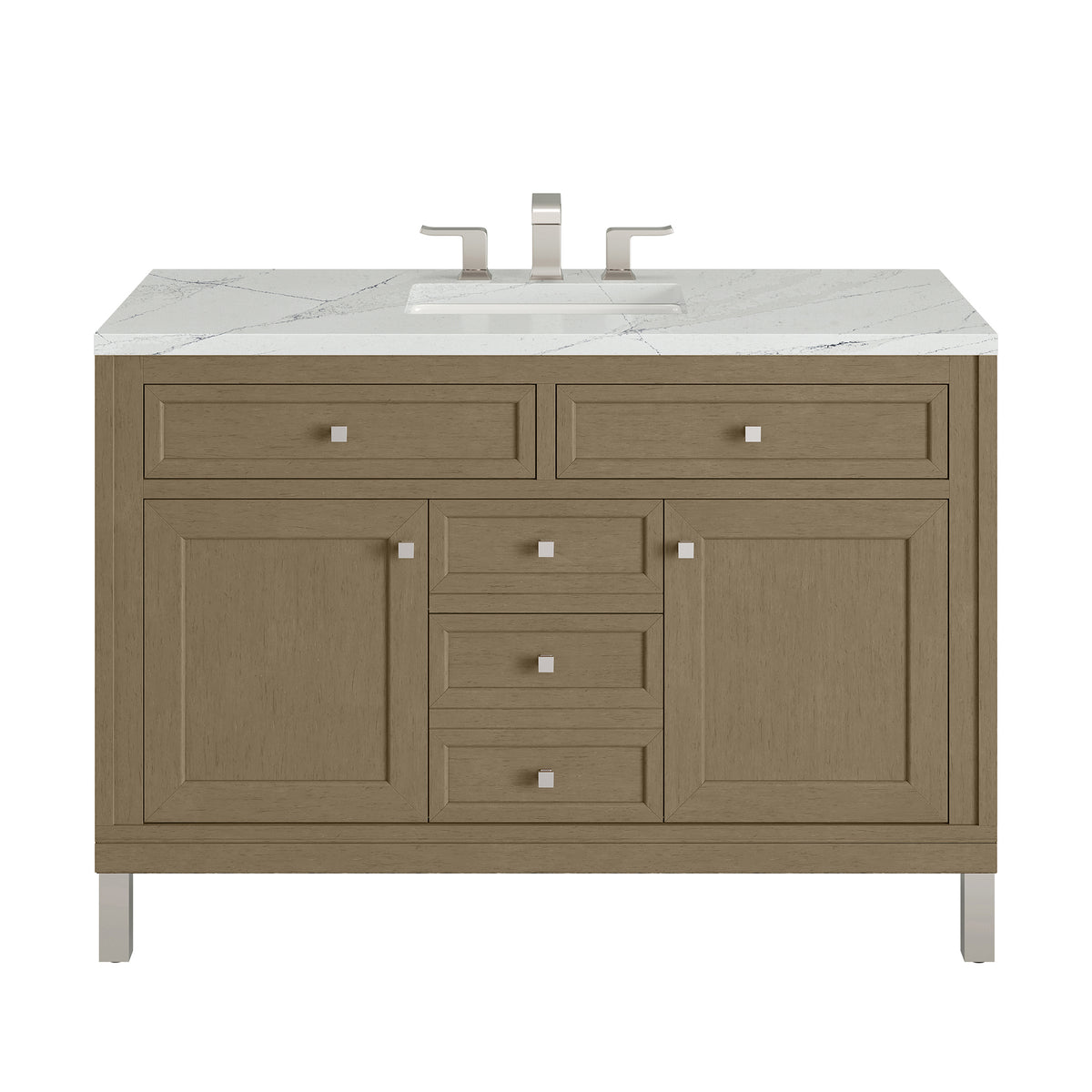 48" Chicago Single Vanity, Walnut Whisper with Ethereal Noctis Top