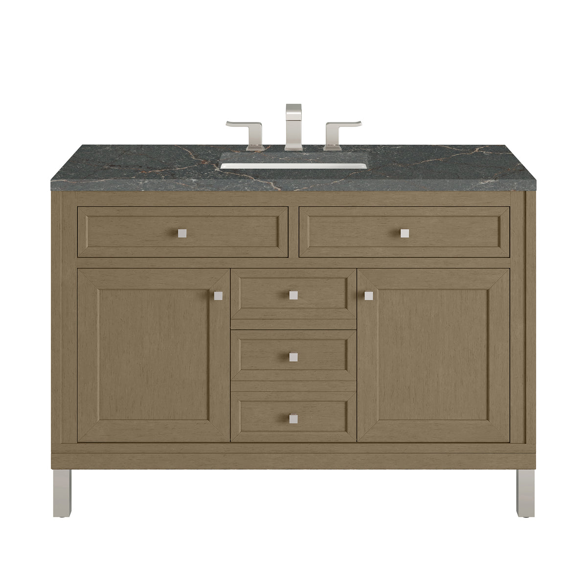 48" Chicago Single Vanity, Walnut Whisper with Parisien Bleu Top