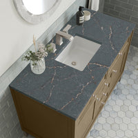 48" Chicago Single Vanity, Walnut Whisper with Parisien Bleu Top