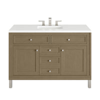 48" Chicago Single Vanity, Walnut Whisper with White Zeus Silestone Top