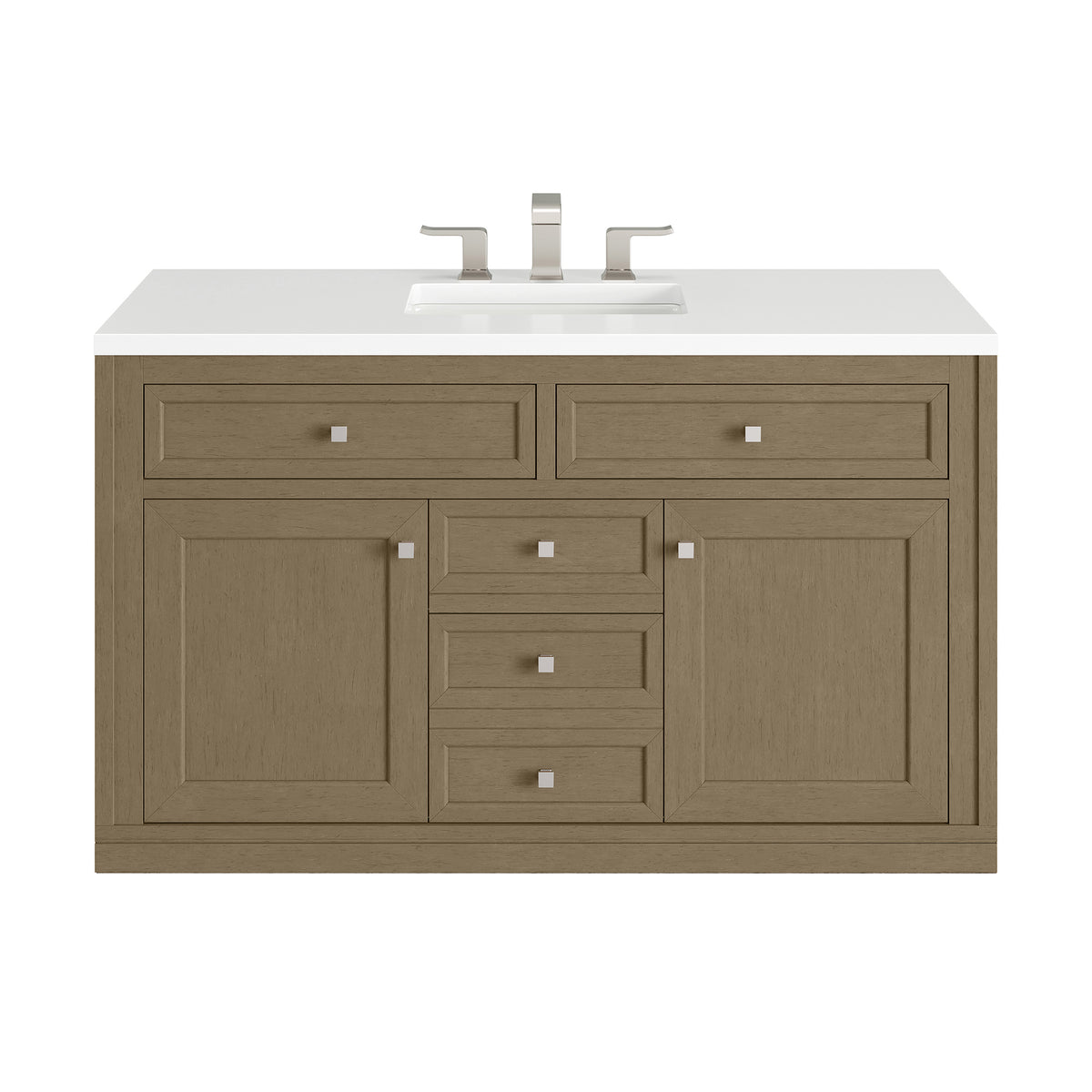 48" Chicago Single Vanity, Walnut Whisper with White Zeus Silestone Top