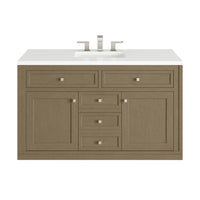 48" Chicago Single Vanity, Walnut Whisper with White Zeus Silestone Top