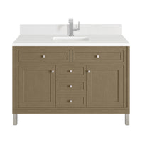 48" Chicago Single Vanity, Walnut Whisper with White Zeus Silestone Top & Backsplash