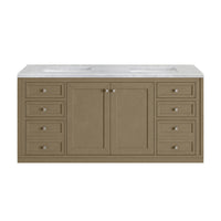 60" Chicago Double Vanity, Walnut Whisper with Carrara White Marble