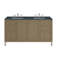 60" Chicago Double Vanity, Walnut Whisper with Charcoal Soapstone Top