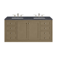 60" Chicago Double Vanity, Walnut Whisper with Charcoal Soapstone Top