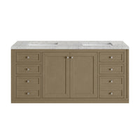 60" Chicago Double Vanity, Walnut Whisper with Eternal Jasmine Pearl Top