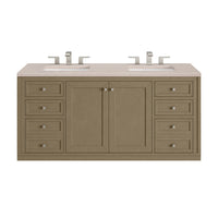 60" Chicago Double Vanity, Walnut Whisper with Eternal Marfil Top