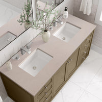 60" Chicago Double Vanity, Walnut Whisper with Eternal Marfil Top