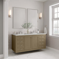 60" Chicago Double Vanity, Walnut Whisper with Ethereal Noctis Top