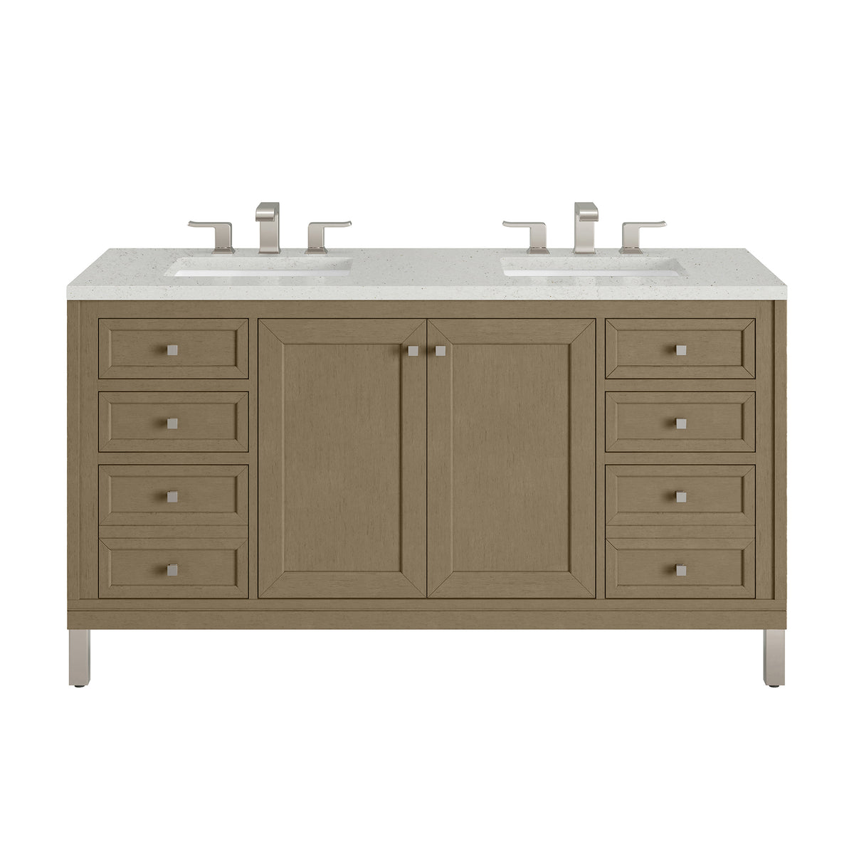 60" Chicago Double Vanity, Walnut Whisper with Lime Delight Top
