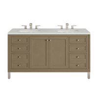 60" Chicago Double Vanity, Walnut Whisper with Lime Delight Top