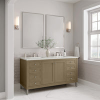 60" Chicago Double Vanity, Walnut Whisper with Lime Delight Top