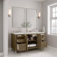 60" Chicago Double Vanity, Walnut Whisper with Lime Delight Top