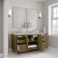 60" Chicago Double Vanity, Walnut Whisper with Victorian Silver Top