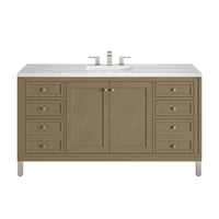 60" Chicago Single Vanity, Walnut Whisper with Arctic Fall Top