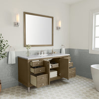 60" Chicago Single Vanity, Walnut Whisper with Arctic Fall Top