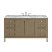60" Chicago Single Vanity, Walnut Whisper with Carrara White Marble Top