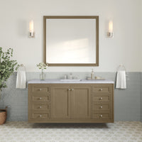 60" Chicago Single Vanity, Walnut Whisper with Arctic Fall Top