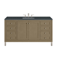 60" Chicago Single Vanity, Walnut Whisper with Charcoal Soapstone Top
