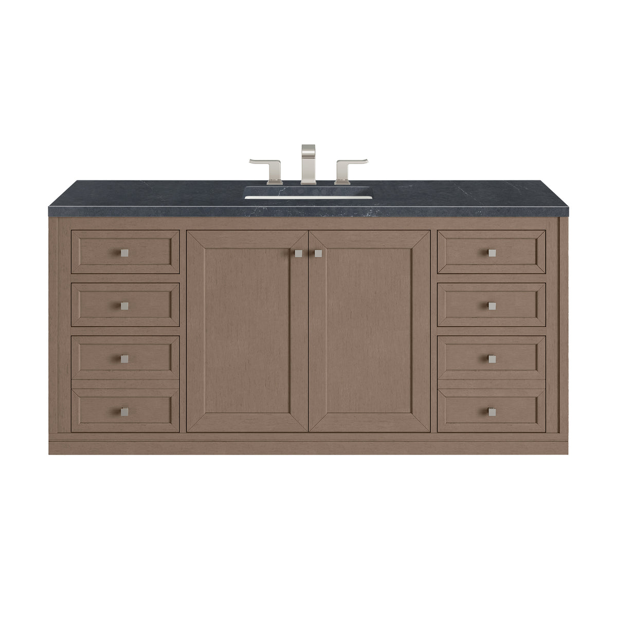 60" Chicago Single Vanity, Walnut Whisper with Charcoal Soapstone Top