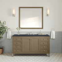 60" Chicago Single Vanity, Walnut Whisper with Charcoal Soapstone Top