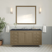 60" Chicago Single Vanity, Walnut Whisper with Charcoal Soapstone Top