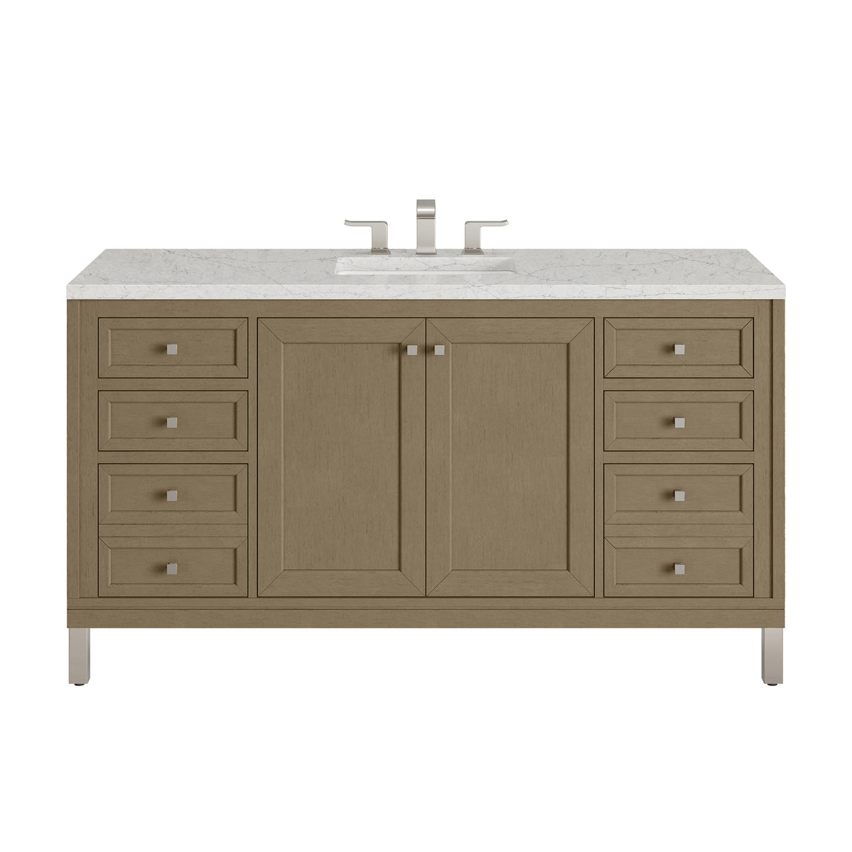 60" Chicago Single Vanity, Walnut Whisper with Eternal Jasmine Pearl
