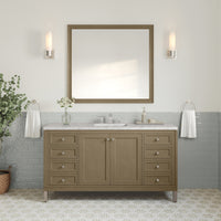 60" Chicago Single Vanity, Walnut Whisper with Eternal Jasmine Pearl