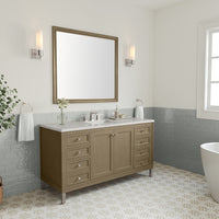 60" Chicago Single Vanity, Walnut Whisper with Eternal Jasmine Pearl