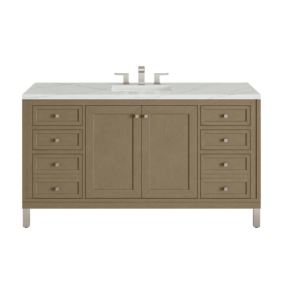 60" Chicago Single Vanity, Walnut Whisper with Ethereal Noctis top