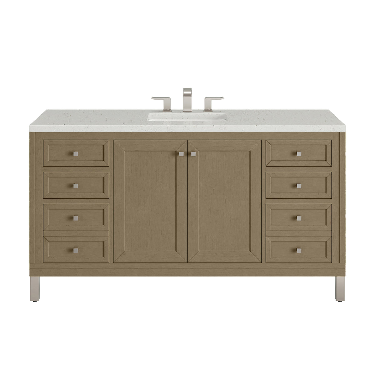 60" Chicago Single Vanity, Walnut Whisper with Lime Delight Top