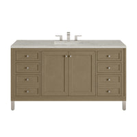 60" Chicago Single Vanity, Walnut Whisper with Victorian Silver Top