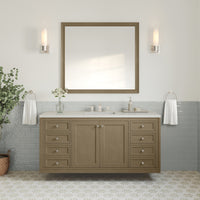 60" Chicago Single Vanity, Walnut Whisper with White Zeus Silestone Top
