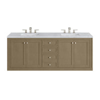 72" Chicago Double Vanity, Walnut Whisper with Carrara White Marble Top