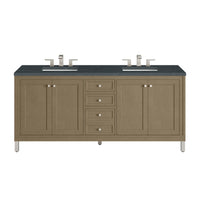 72" Chicago Double Vanity, Walnut Whisper with Charcoal Soapstone Top