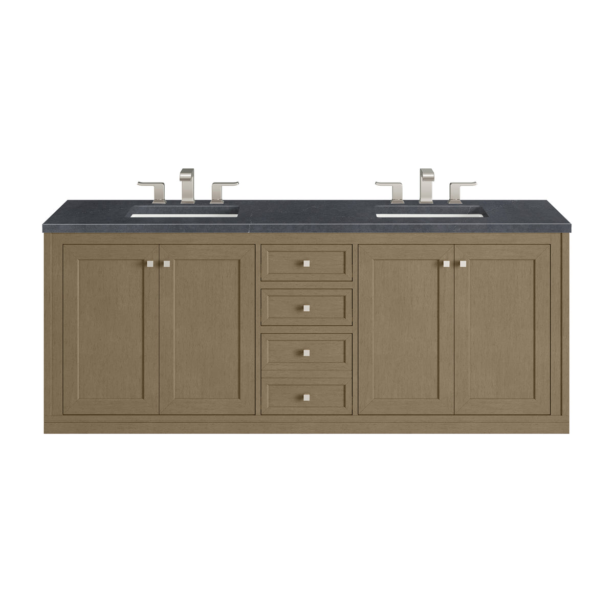 72" Chicago Double Vanity, Walnut Whisper with Charcoal Soapstone Top
