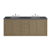72" Chicago Double Vanity, Walnut Whisper with Charcoal Soapstone Top
