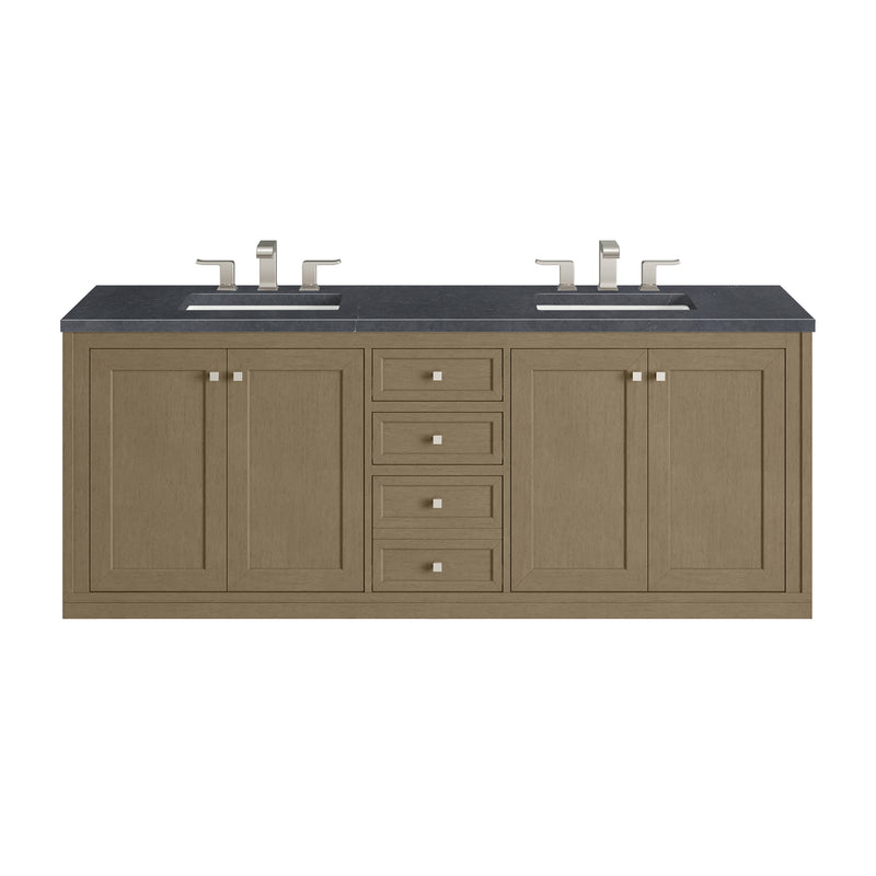 72" Chicago Double Vanity, Walnut Whisper with Charcoal Soapstone Top