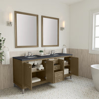 72" Chicago Double Vanity, Walnut Whisper with Charcoal Soapstone Top
