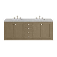 72" Chicago Double Vanity, Walnut Whisper with Eternal Jasmine Pearl Top