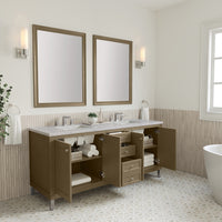 72" Chicago Double Vanity, Walnut Whisper with Eternal Jasmine Pearl Top