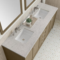 72" Chicago Double Vanity, Walnut Whisper with Eternal Jasmine Pearl Top