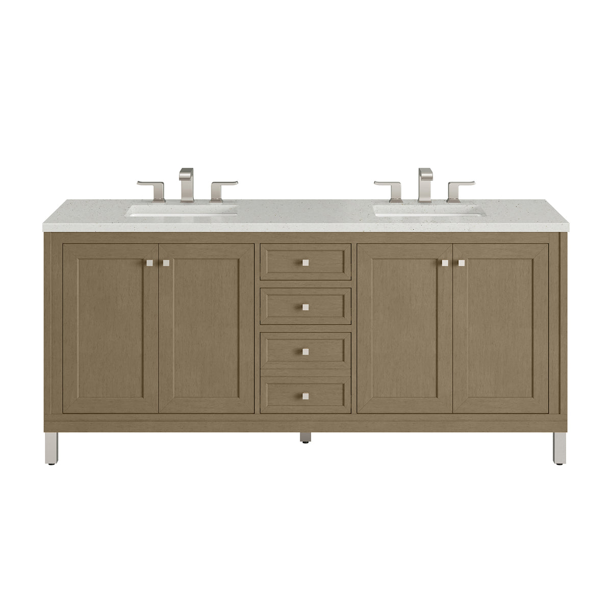 72" Chicago Double Vanity, Walnut Whisper with Lime Delight Top