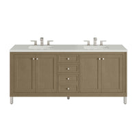 72" Chicago Double Vanity, Walnut Whisper with Lime Delight Top