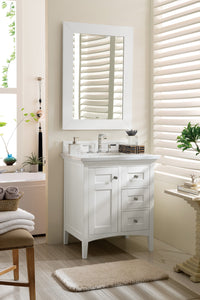 30" Palisades Single Bathroom Vanity, Bright White, w/ White Zeus Quartz Top