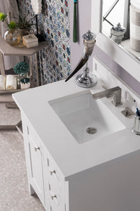 30" Palisades Single Bathroom Vanity, Bright White, w/ White Zeus Quartz Top